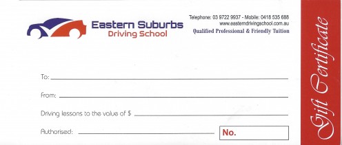 Eastern Suburbs Driving Schools_Gift check